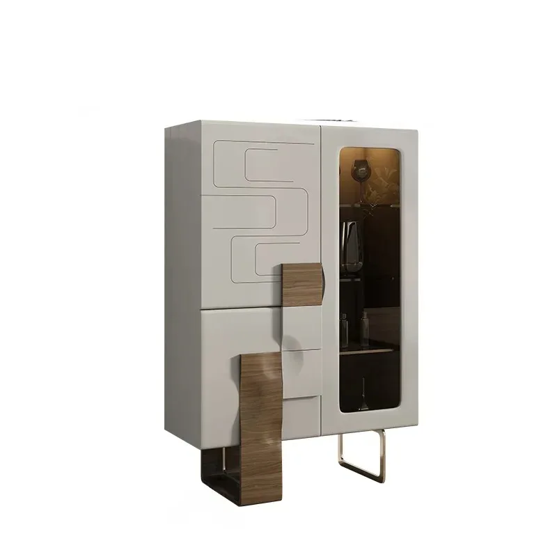 C85 High-End  Solid Wood Wine Cabinet Living Room Wall Sideboard Cabinet Dining Room Storage Glass Small Wine Cabinet Household