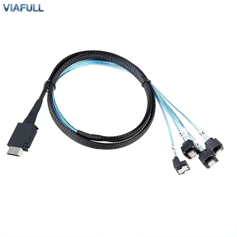 OCuLink SFF-8611 4i to SATA 7Pin 90 Degree Cable, 12Gbps PCIe SAS Server HDD Adapter, 32AWG Copper High-Speed Wire Harness