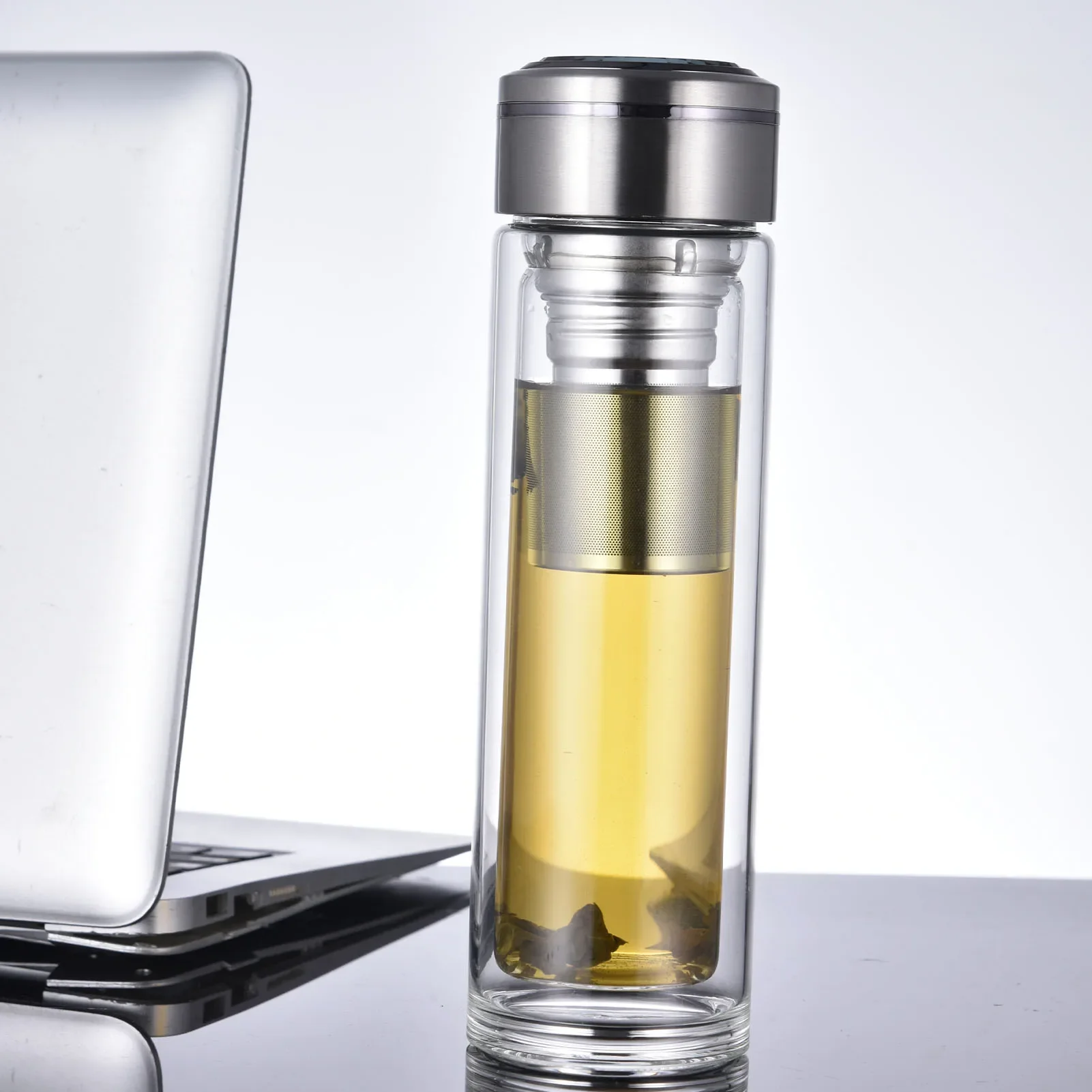 Double Wall Tea Bottle Portable Infuser Glass Thick Bottomed Cups with Large Capacity for Water Separation