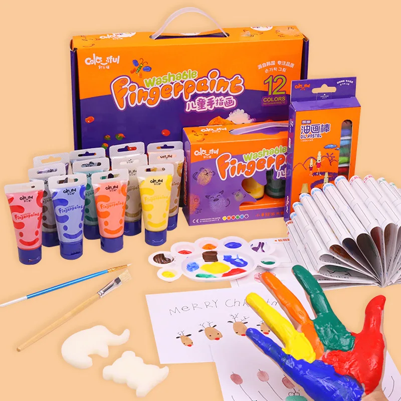 6/12 Color 45ml Finger Painting Pigment Set Fine Paste and Washable for Children's Painting Graffiti Art Enlightenment