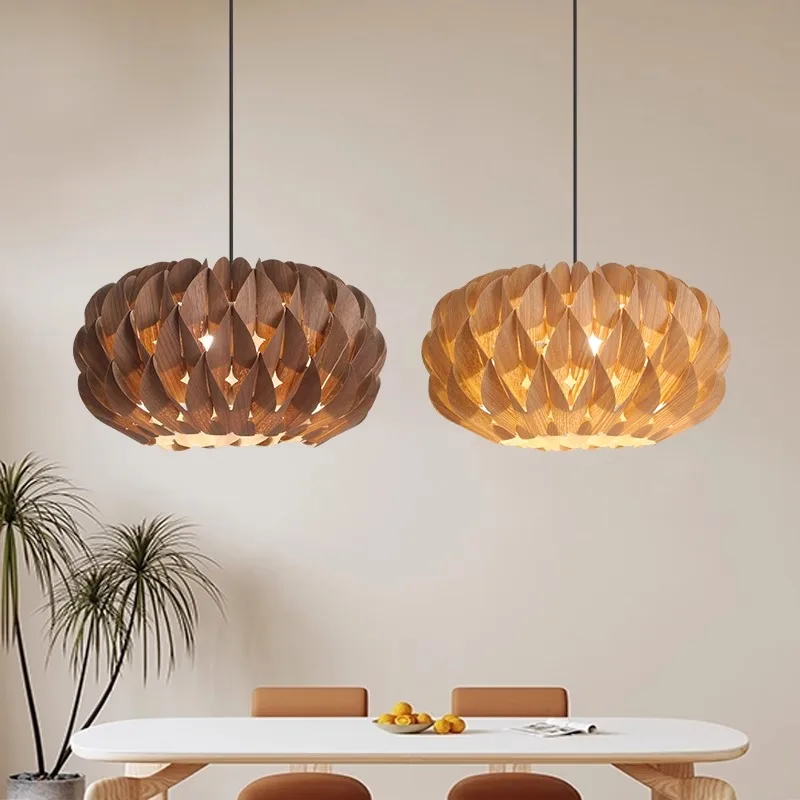 

Modern LED Wooden Round Shade Pendant Light, lustre Living Room, Bedroom, Dining Room Home Ceiling Decorative Lighting Fixtures.