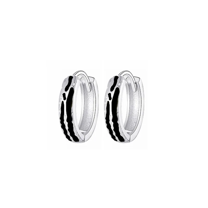 GXGlint 925 Sterling Silver Hoop Earrings for Men Black and Yellow Ear Stud Simple Design Male Jewelry мужская серебряная серьга