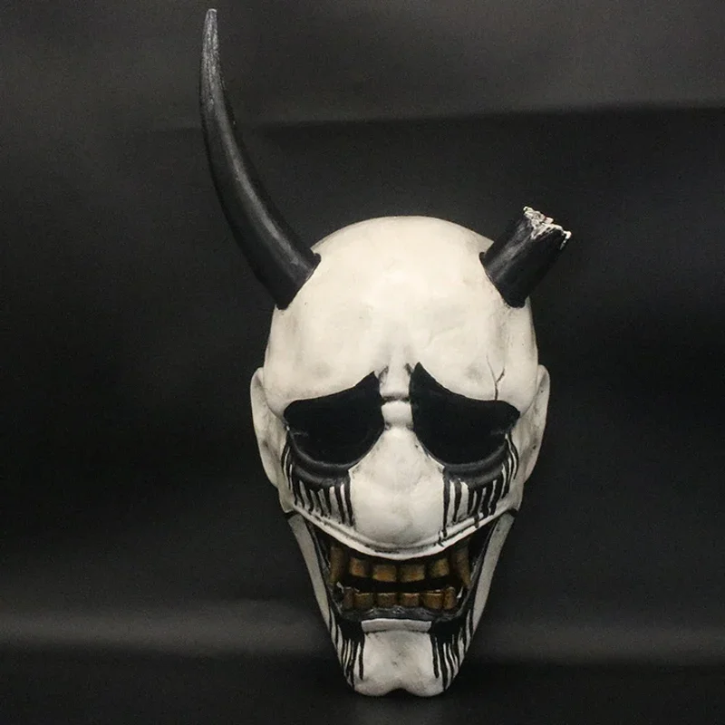 

Mask Resin Material Wearable Horn Decoration Adult Full Face Funny Horror White Black Suitable Halloween Party Secret Room Props