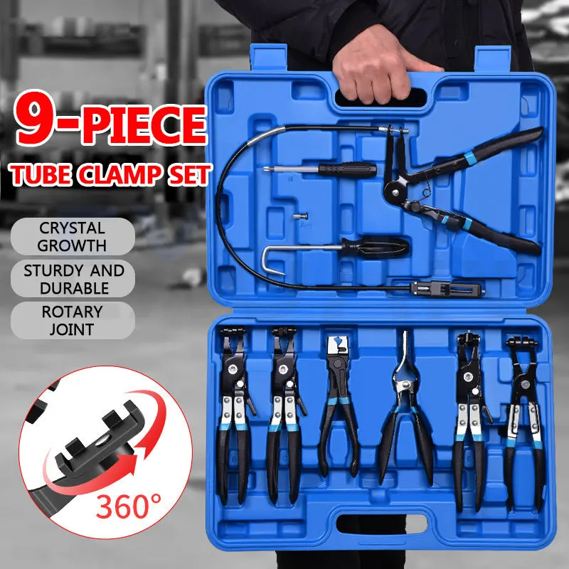 

9PCS Car Water Pipe Clamp Pliers Straight Tube Bundle Pliers Tiger Type Throat Clamp Pliers Oil Pipe Pliers Separation Pliers