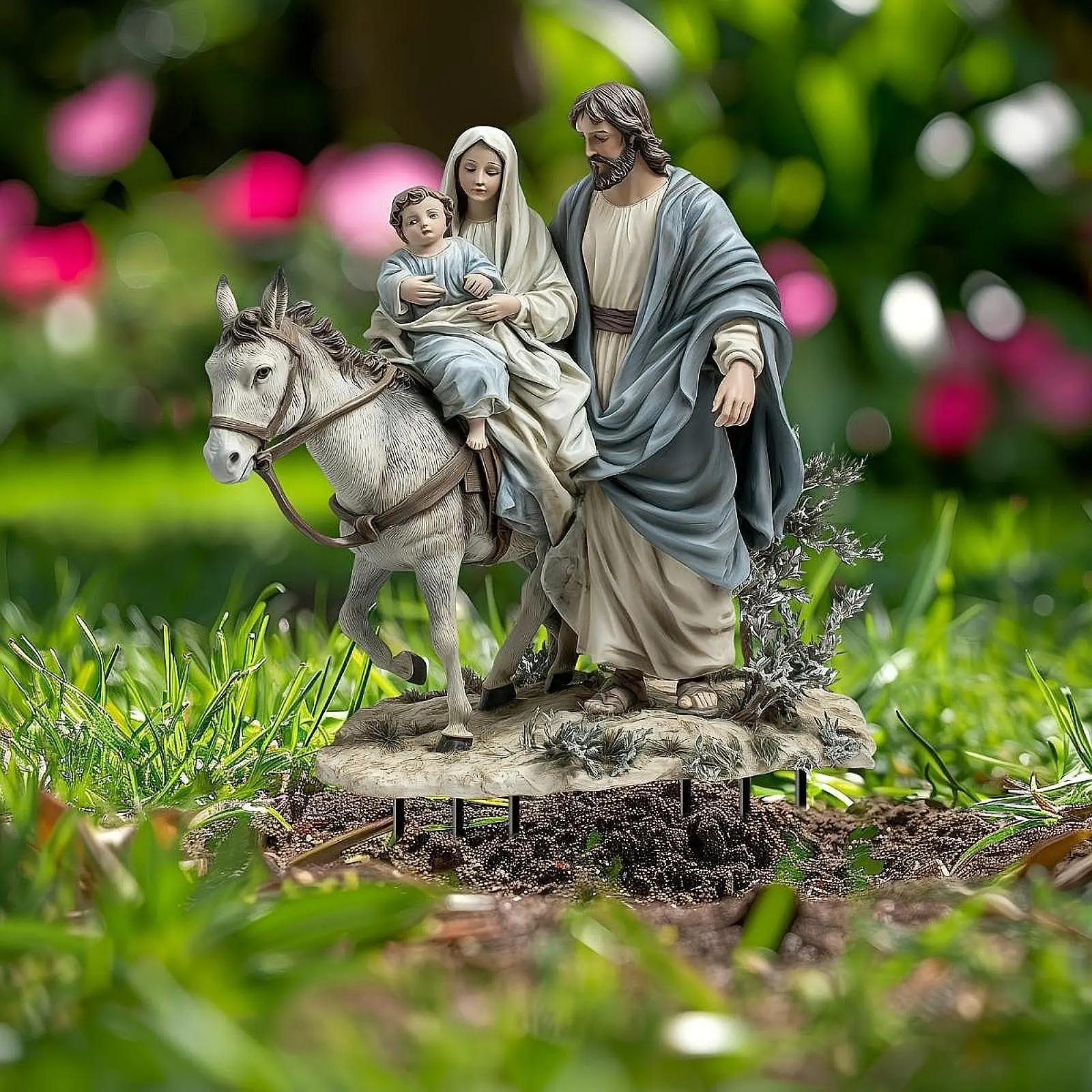 Holy Family Figures Pattern Signdecoration Stakes Landscape Acrylic Lawn Party Favor Yard Festival Supplies Flower Pot Yard Sign