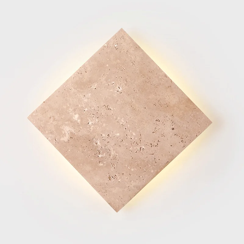 Vintage Square Shape Natural Stone Art Decoration Wall Lamp Interior Wall Lights Bedroom Decor Bedside Led Sconce Home-appliance