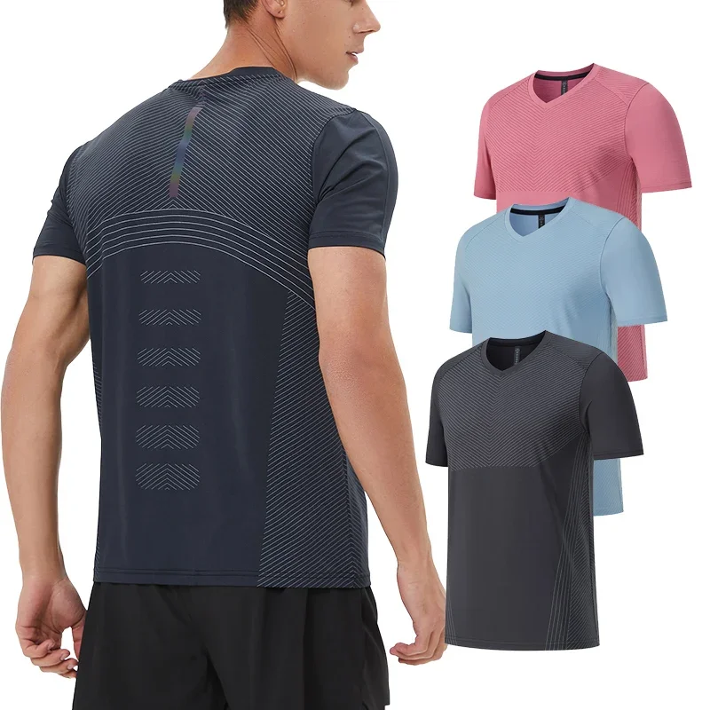 Men Summer Sports Tee Gym Muscle Fitness Clothing Short-Sleeved Quick-Drying Training Running Tops Riding Short Sleeve Shirt