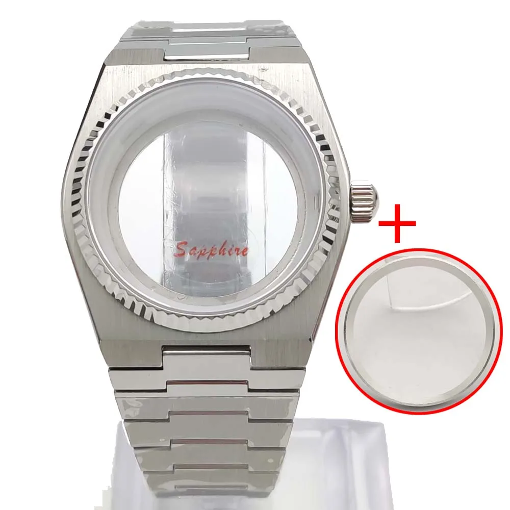 40 mm automatic mechanical watch case accessory with stainless steel bracelet and chapter ring for calibre NH35, water resistant