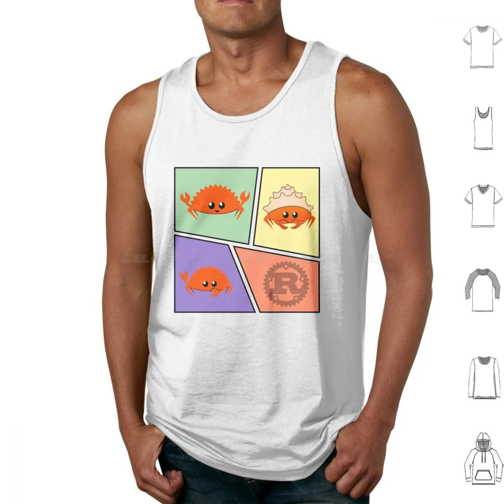 Rust Comic With Ferris Tank Tops Print Cotton Rust Rust Lang Programming Software Coding Web Logo Ferris Crab Tech