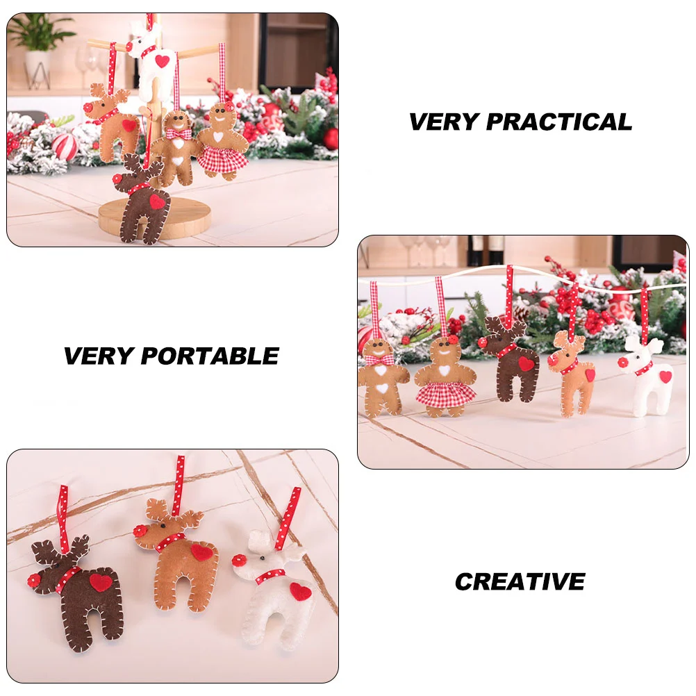 

3Pcs Christmas Reindeer Gingerbread Pendant Xmas Tree Ornament Eco-Friendly Holiday Decor Xmas Tree Ornament