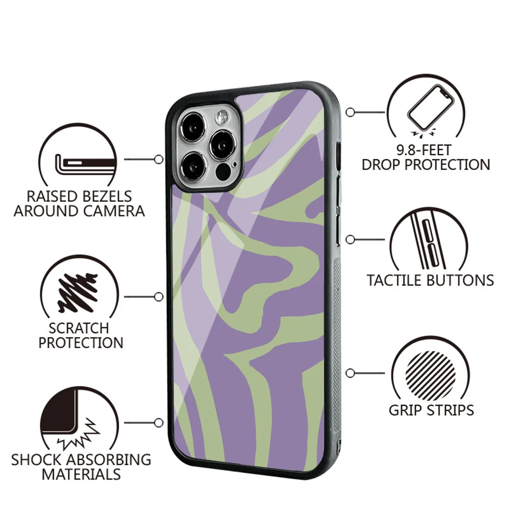 Abstract Swirl Pattern Phone Case For IPhone 11 12 13 14 15 Plus Pro Max Mirror Acrylic PC TPU Cover