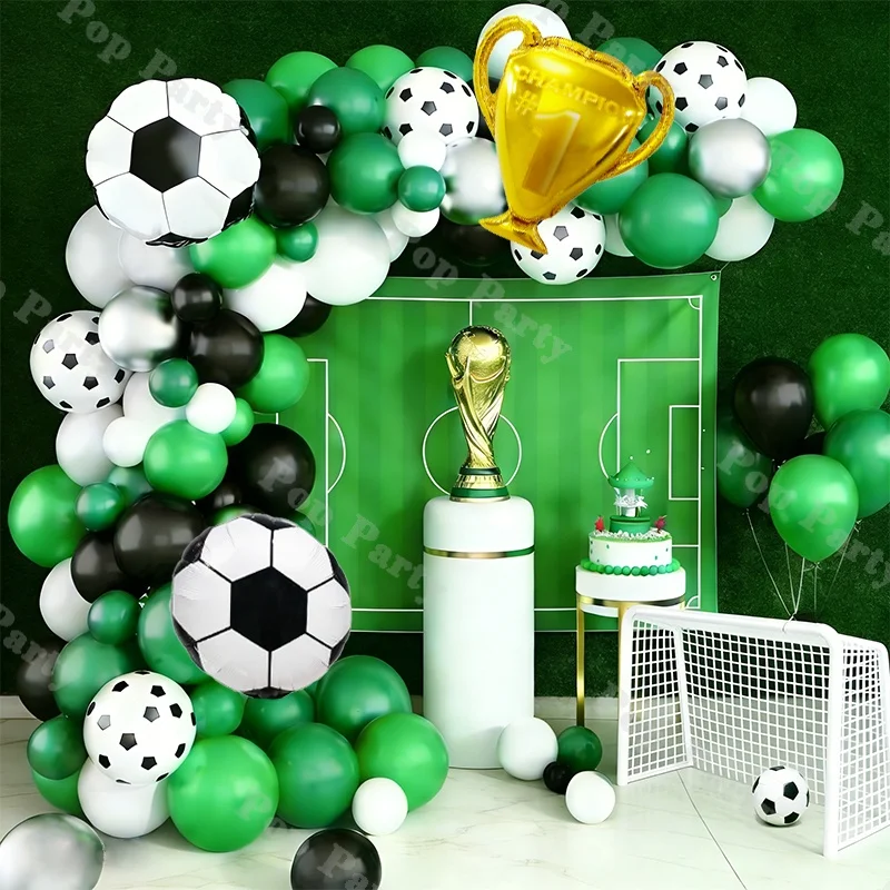 

103pcs Latex and Foil Balloon Set, Sports Day Theme Backdrop Decor, Boys' Birthday Party Balloons, Football Event Decor