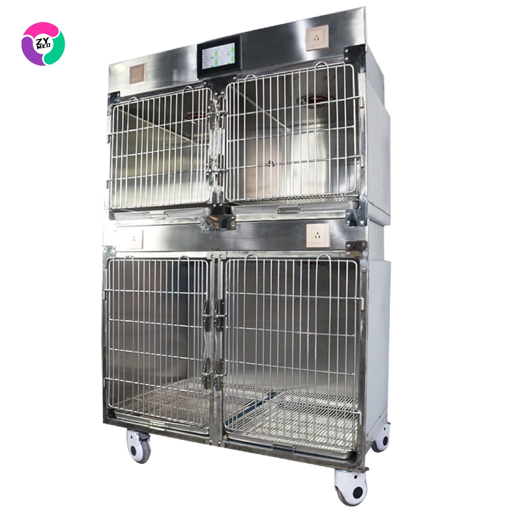 

ZY-004 New 304 Strong Stainless Steel Large Animal Cage House Reusable Pet Animal Hospital Clinic Veterinary Dog Cat Kennels for