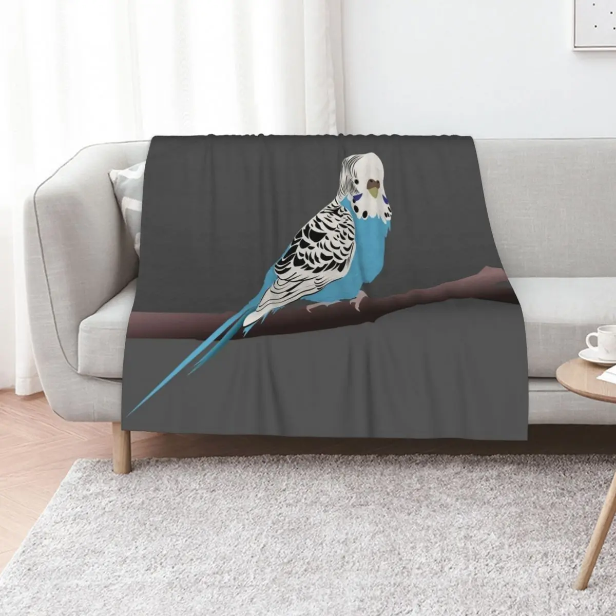 Blue Parakeet/Budgie Throw Blanket Retros Sofas Camping sofa bed Furrys Stuffeds Blankets