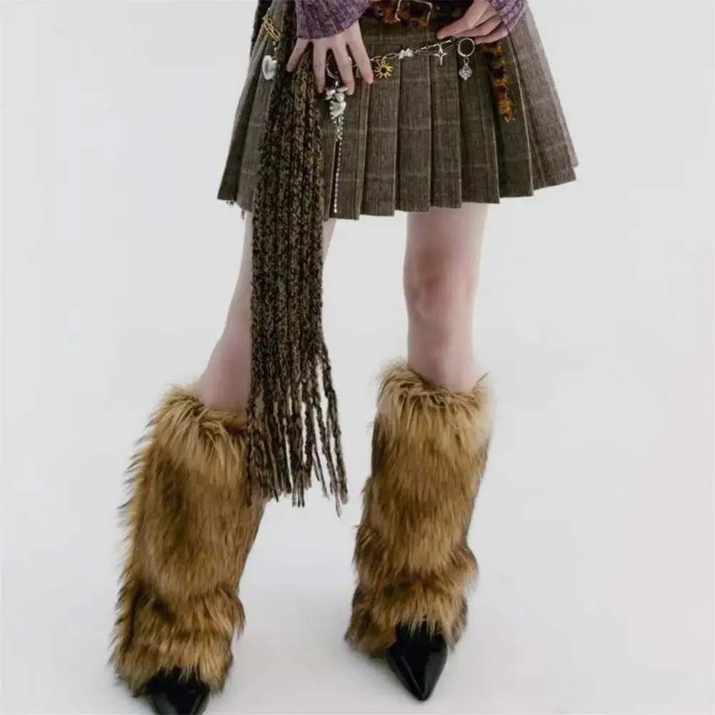 

Artificial Fur Leg Sleeves Plush Faux Fur Leg Warmers for Women Soft Fuzzy Boot Covers Winter Warm Boot for Party for Weather