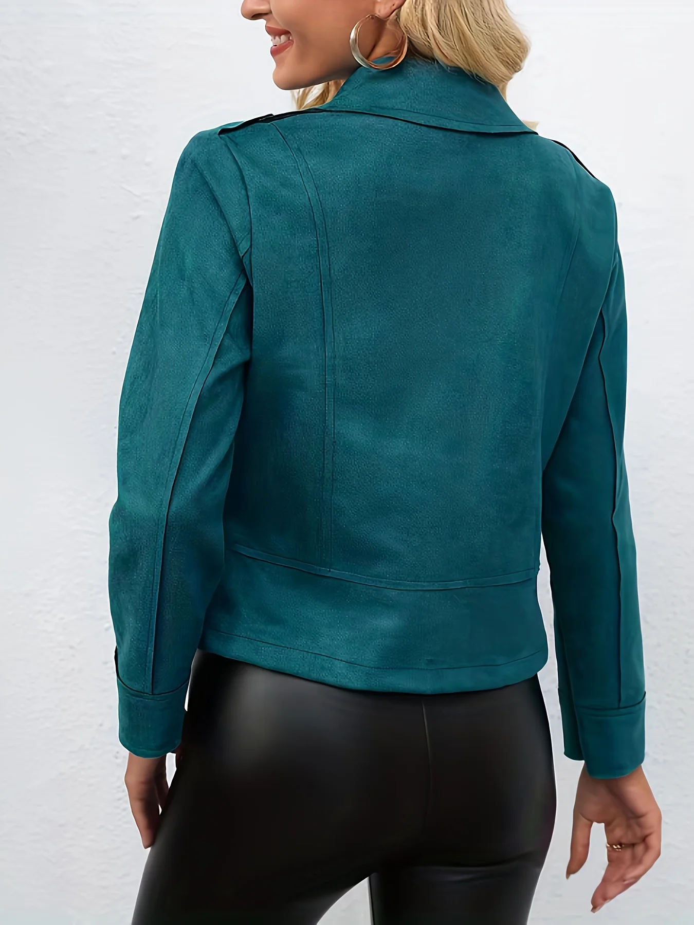 Dámský elegantní kardigan s dlouhým rukávem pro větší velikosti - měkká tkanina, klasický kovový zip a design s neopracovaným okrajem, všestranný pro všechna roční období, vhodný pro běžné i formální příležitosti - náhled 2