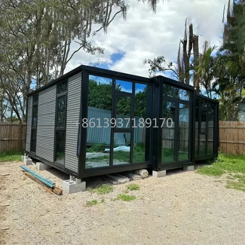 Generic Modern Glass Container House, Gray Metal Frame, 12x8x8 Ft, UV-Resistant Sliding Panels, Modular Storage Building
