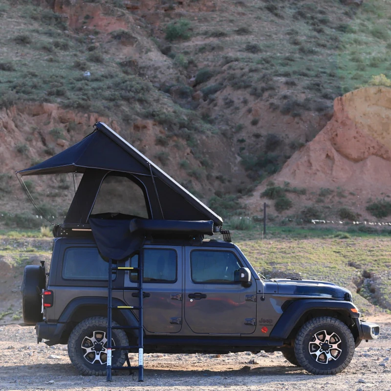 

Hot selling Waterproof Four-Season Triple Layer 4 Person Roof Top Tent Quick Automatic Opening Ladder Polyester Hard Shell