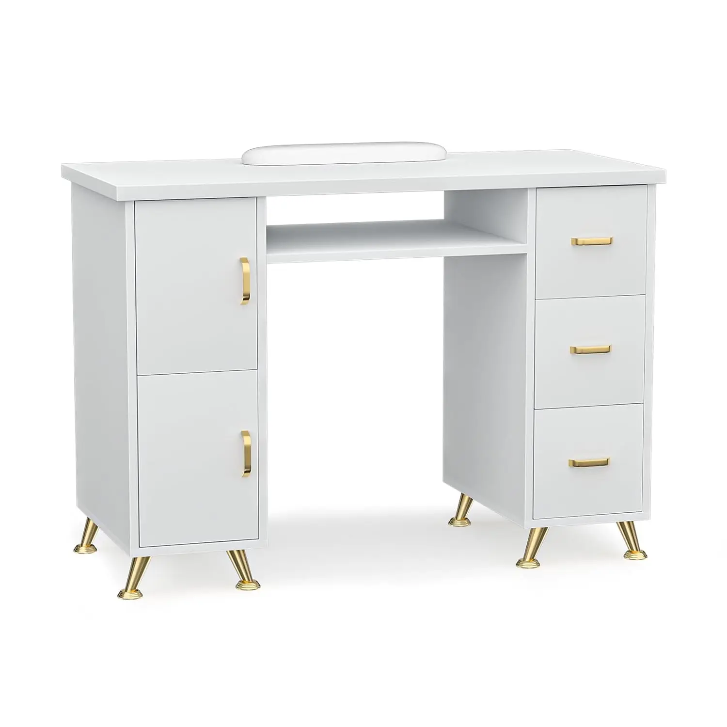 

Manicure Table Nail Desk for Nail Tech, Durable Nail Table, with 3 Drawers & 2 Cabinets, Wrist Rest Included,, Customized