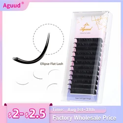 AGUUD – cils plats en vison Ellipse, Extensions individuelles, doux, Double fente, Premium