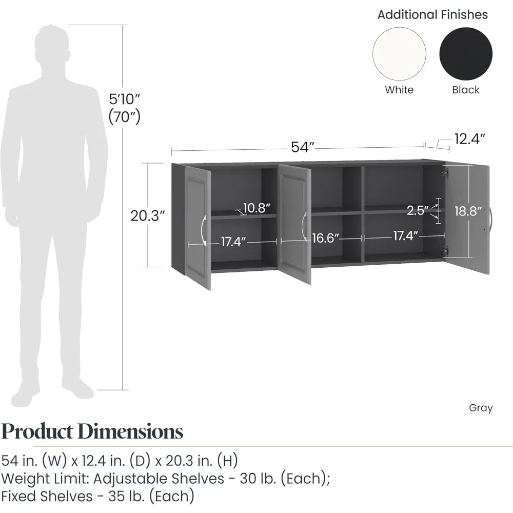 Shinall-Armoire Murale Blanche de 54 Pouces