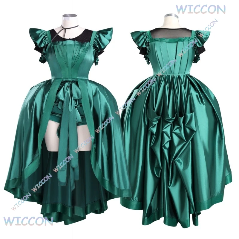 Moe filme quente wesday agnes cosplay traje peruca vestido de gala festa enid agnes vestido verde gravata anágua conjunto feminino halloween
