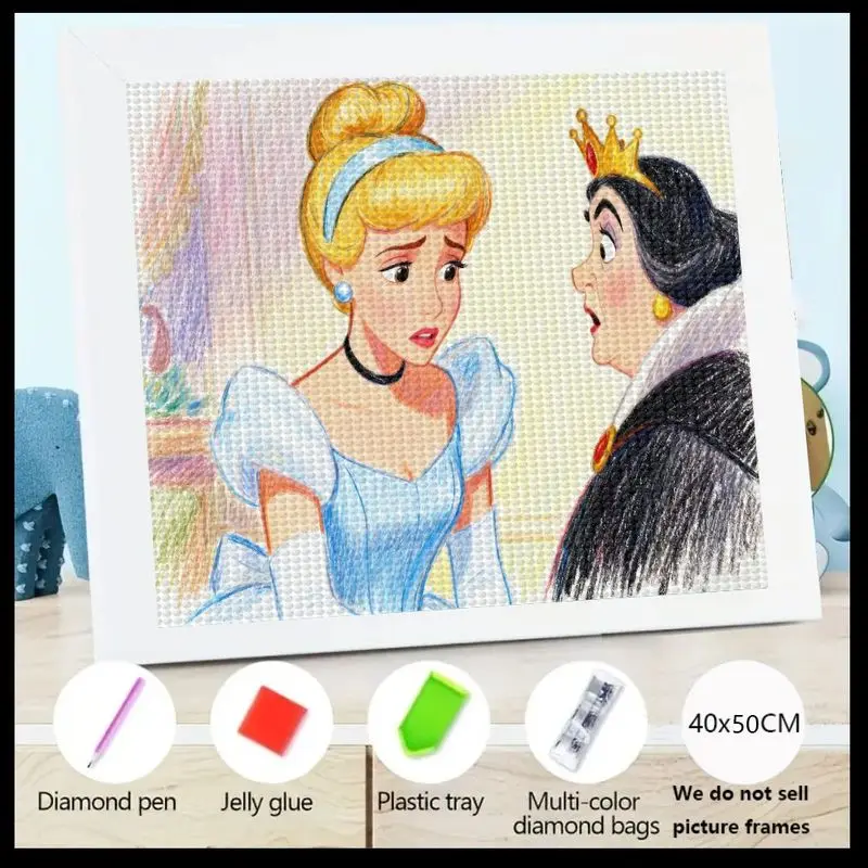 

1 шт., горячая распродажа, 5D полный дрель, набор для алмазной живописи, сделай сам, сказочная Золушка, принцесса и злая королева, большой драгоценный камень, кристалл, алмазный художественный набор,