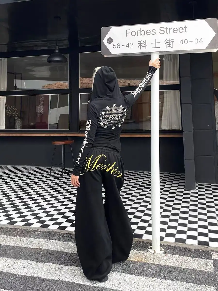 النمط الأمريكي النساء السراويل الشارع الشهير عادية ستار طباعة الرباط Sweatpants الهيب هوب الجاز تنوعا الطابق السراويل