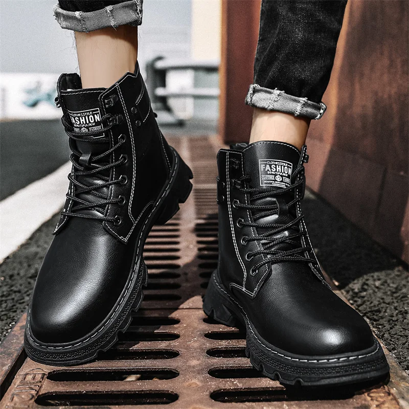 أحذية رجالية عالية الجودة لجميع المواسم مسطحة جديدة بكعب منخفض من الجلد مقاومة للاهتراء ومضادة للانزلاق عالية الجودة برباط أحذية عمل غير رسمية