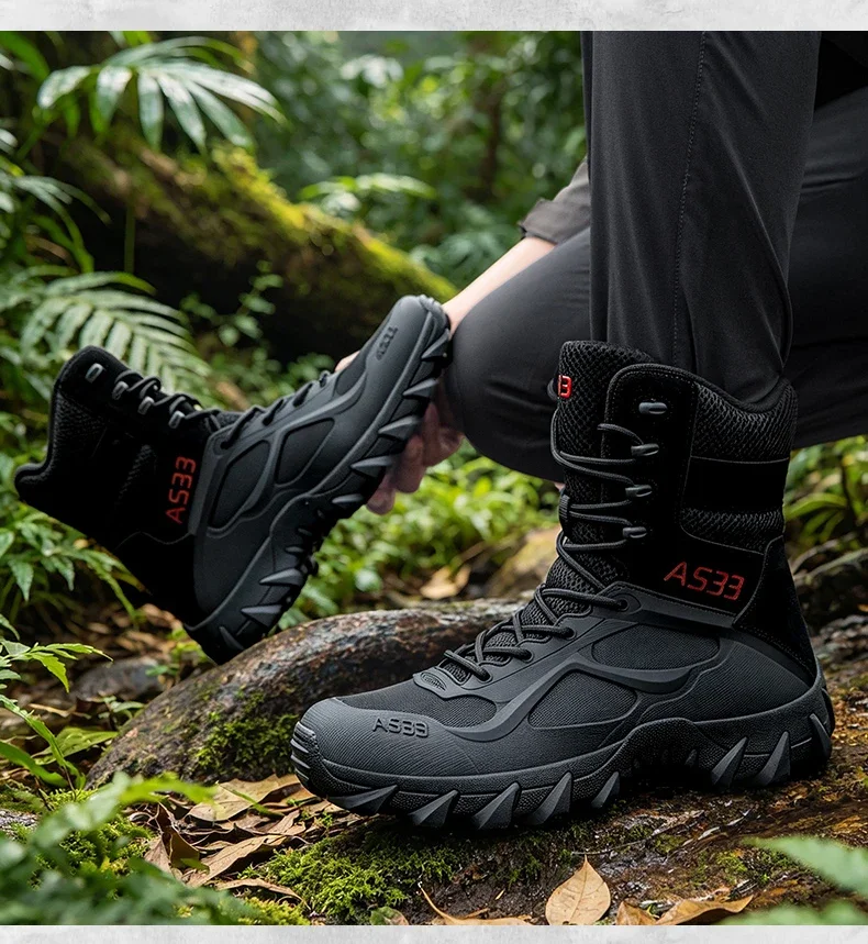 Herren Neue Armee-Stiefel Outdoor Wasserdichte Ultraleichte Arbeits-Taktische Stiefel Schnür-Camping-Stiefel Rutschfeste Hochwertige Wüstenstiefel – Detail 32