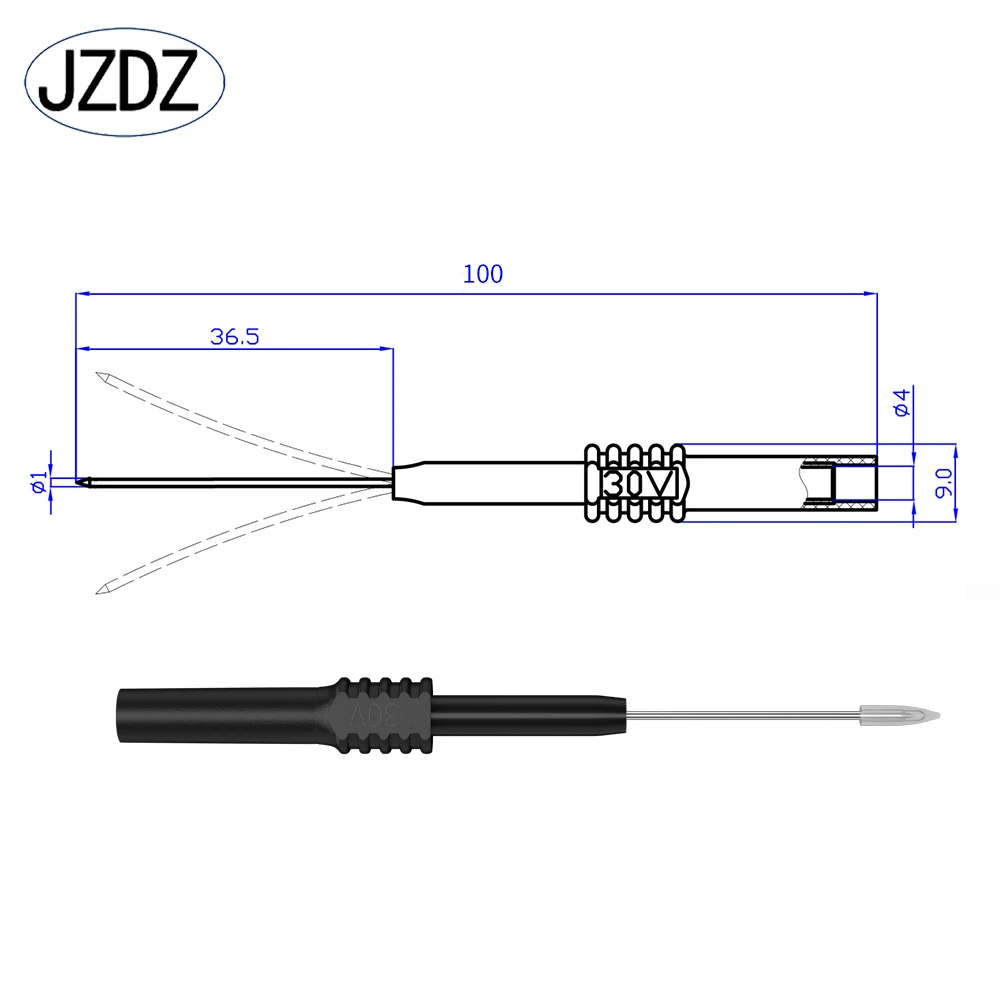 Imagem -02 - Jzdz-pontas de Teste Flexíveis Pontas de Sonda de Teste Conector Elétrico Plugue Banana Fêmea Agulha Multimétrica mm mm Peças
