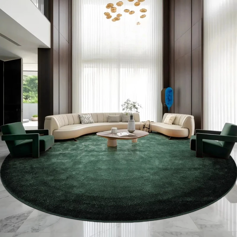

Simple retro high-end solid color green washable living room bedroom bedside round carpet