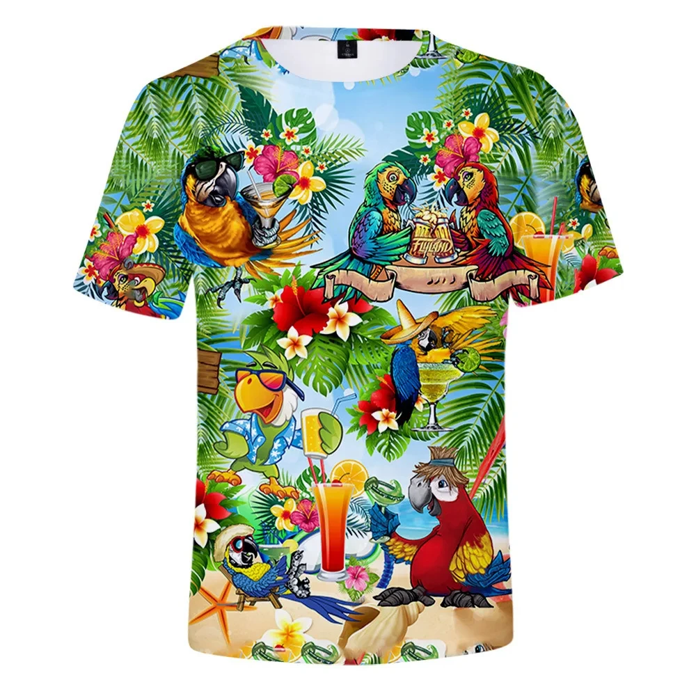 Boys Girls Hawaiian Style T Shirt Kids Tees Tops Costumes Summer Children's T-shirts Clothing Kids Shirt Cartoon Casual T Shirts