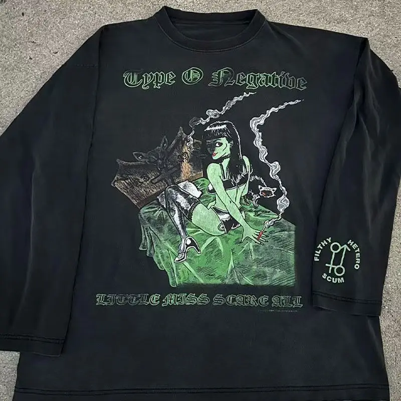 

Y2K Fashion Oversized Cotton Long Sleeve Women Street Hip Hop Gothic Punk Retro Letters Casual Loose Men Harajuku T-shirt