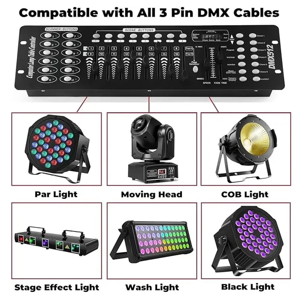 DMX 512 Controller 192-Kanal DMX Konsole Bühne Licht Konsole Für Party DJ Disco Lichter Zeigen Nachtclub Bühne Ausrüstung – Detail 4