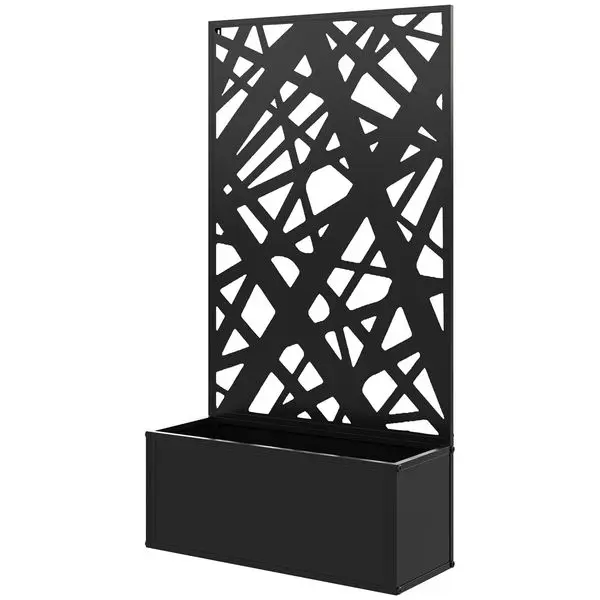 

Outsunny Metal Planter Box Raised Garden Bed with Decorative Privacy Screen, Wall-mounted or Freestanding, 24' x 9.1' x 44.5'