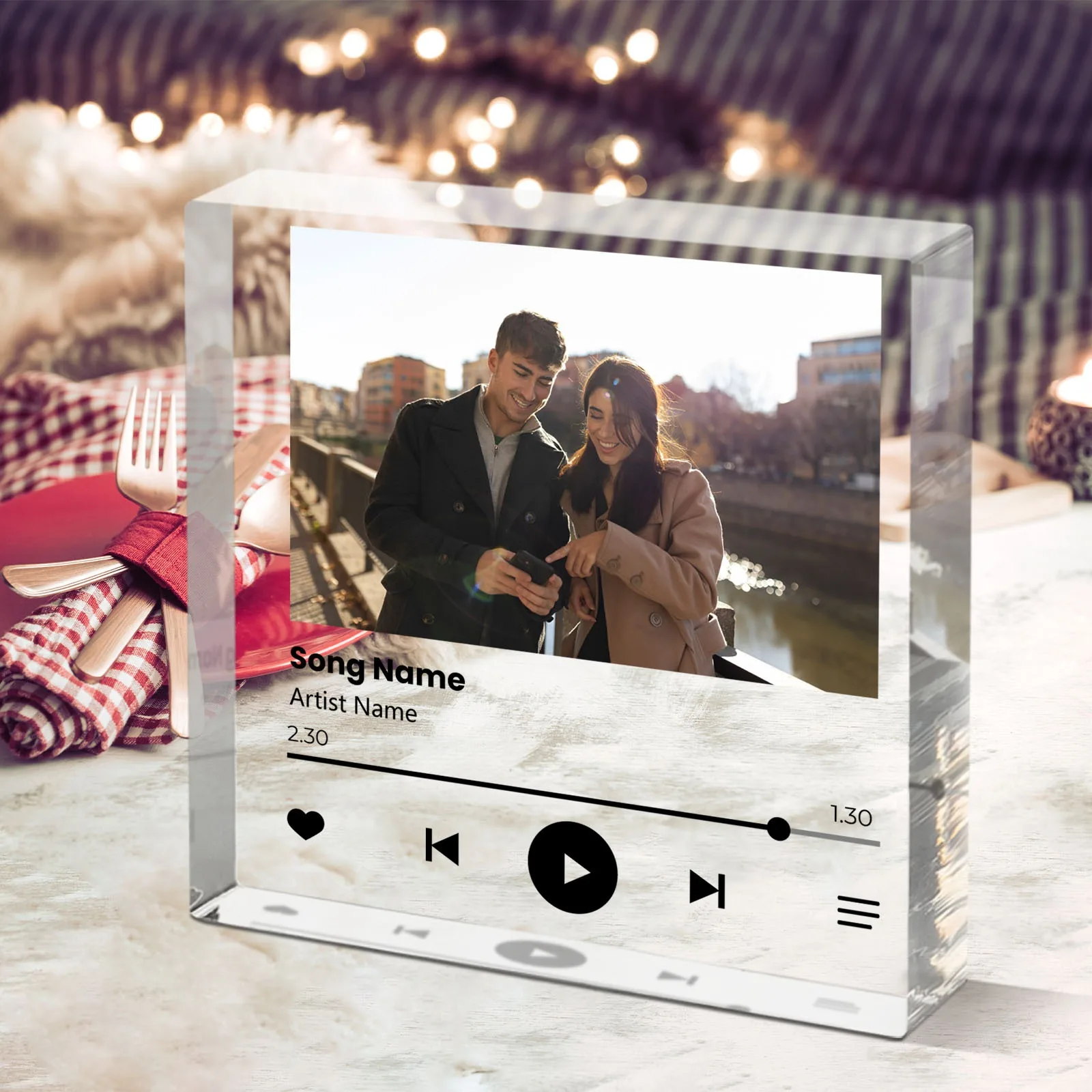 Custom Acrylic Photo Plaque with Music Romantic Gift for Valentine’s Day, Anniversaries, and Special Occasions