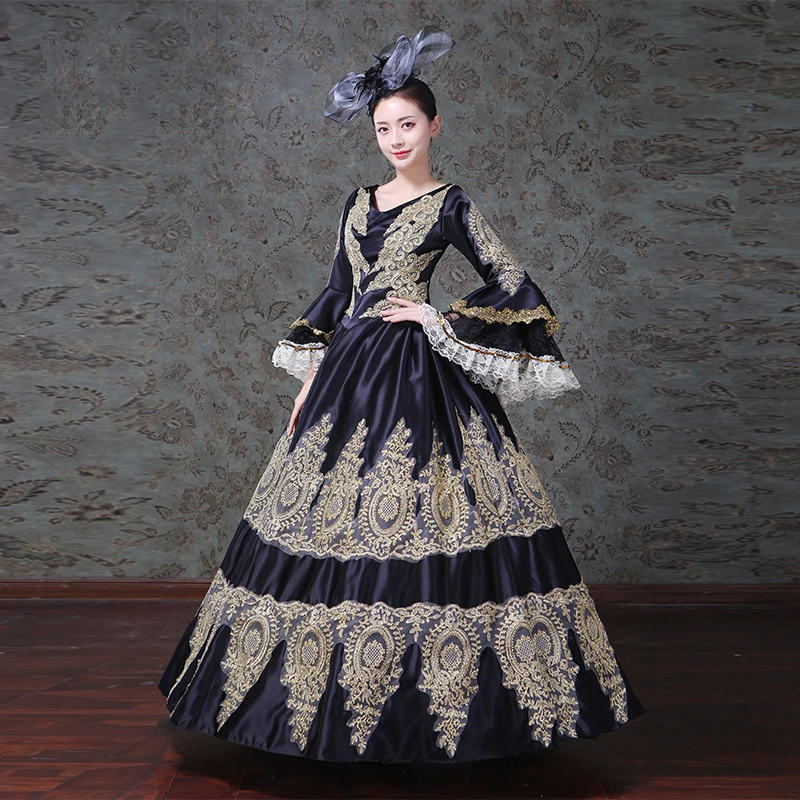 

Customized Ball Gown Medieval Court Evening Dresses Appliques Renaissance Victorian Prom Party Gowns Formal Masquerade