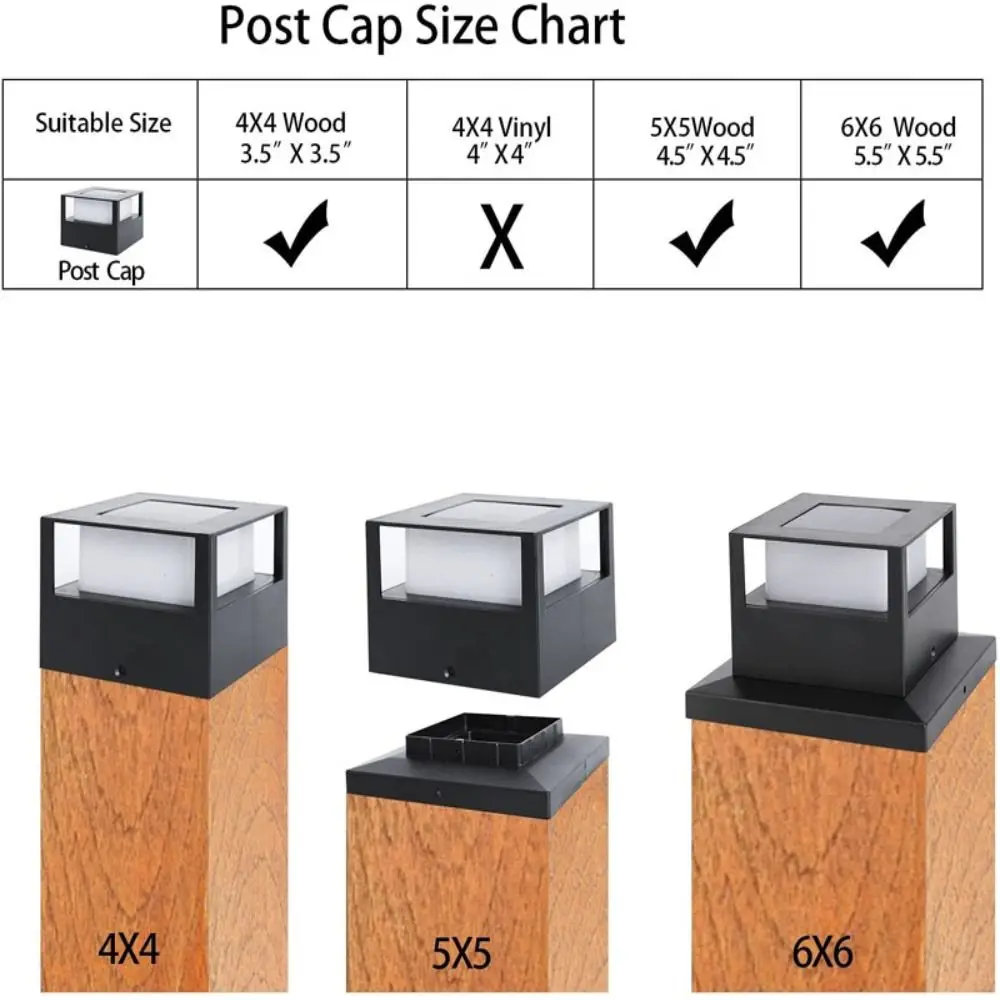 Imagem -04 - Impermeável Led Solar Powered Coluna Luz Square Fence Gate Pillar Deck Cap Iluminação Villa Lâmpada de Parede