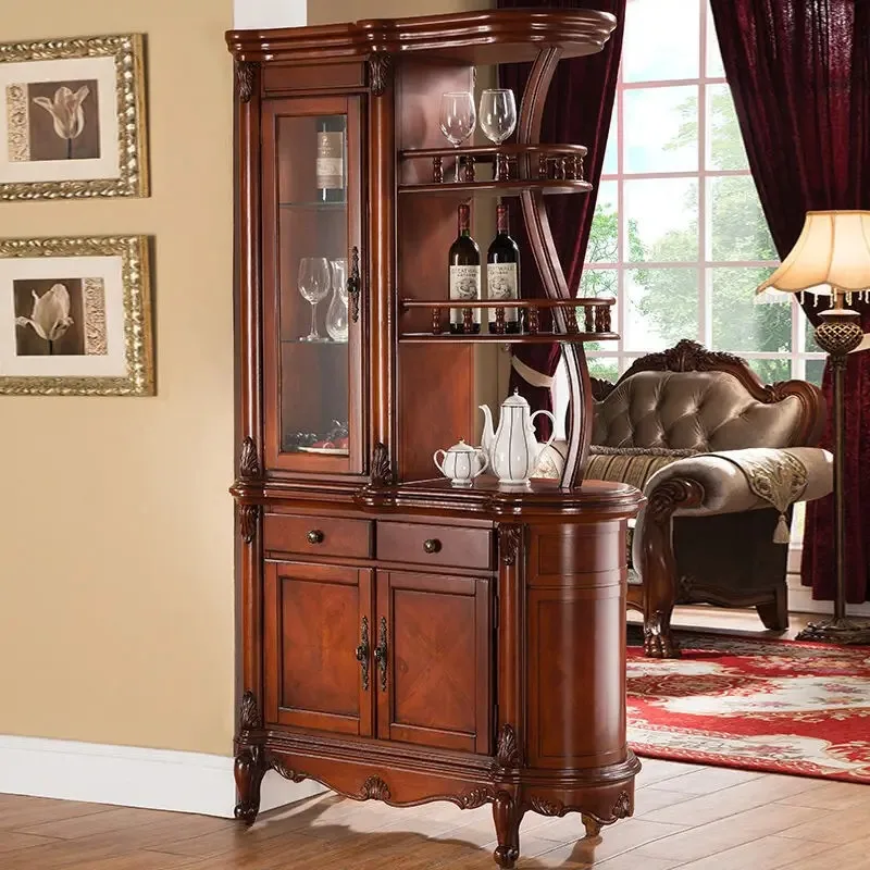American foyer integrated entrance cabinet solid wood wine cabinet European decorative shoe cabinet living room screen