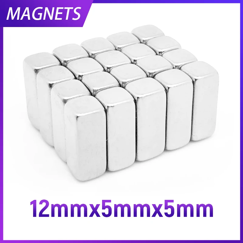 

5/10/20/50/100/200PCS 12x5x5 Strong Block Magnet N35 Quadrate Permanent Magnet 12x5x5mm Neodymium Magnets Sheet 12*5*5