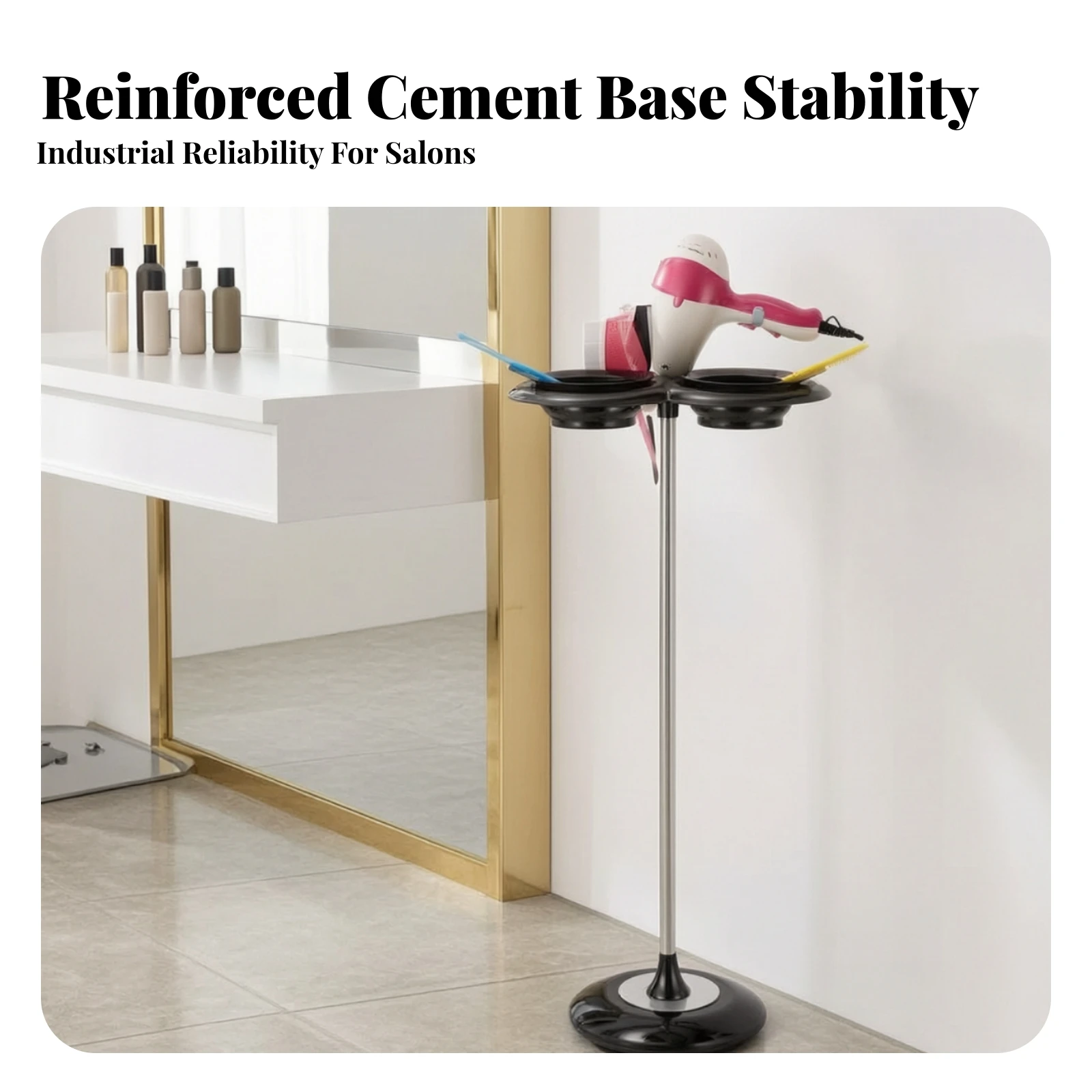 Salon Dye Stand with Weighted Base Heavy-Duty Hair Dye Bowl Holder Furniture Space-Saving for Beauty Parlors