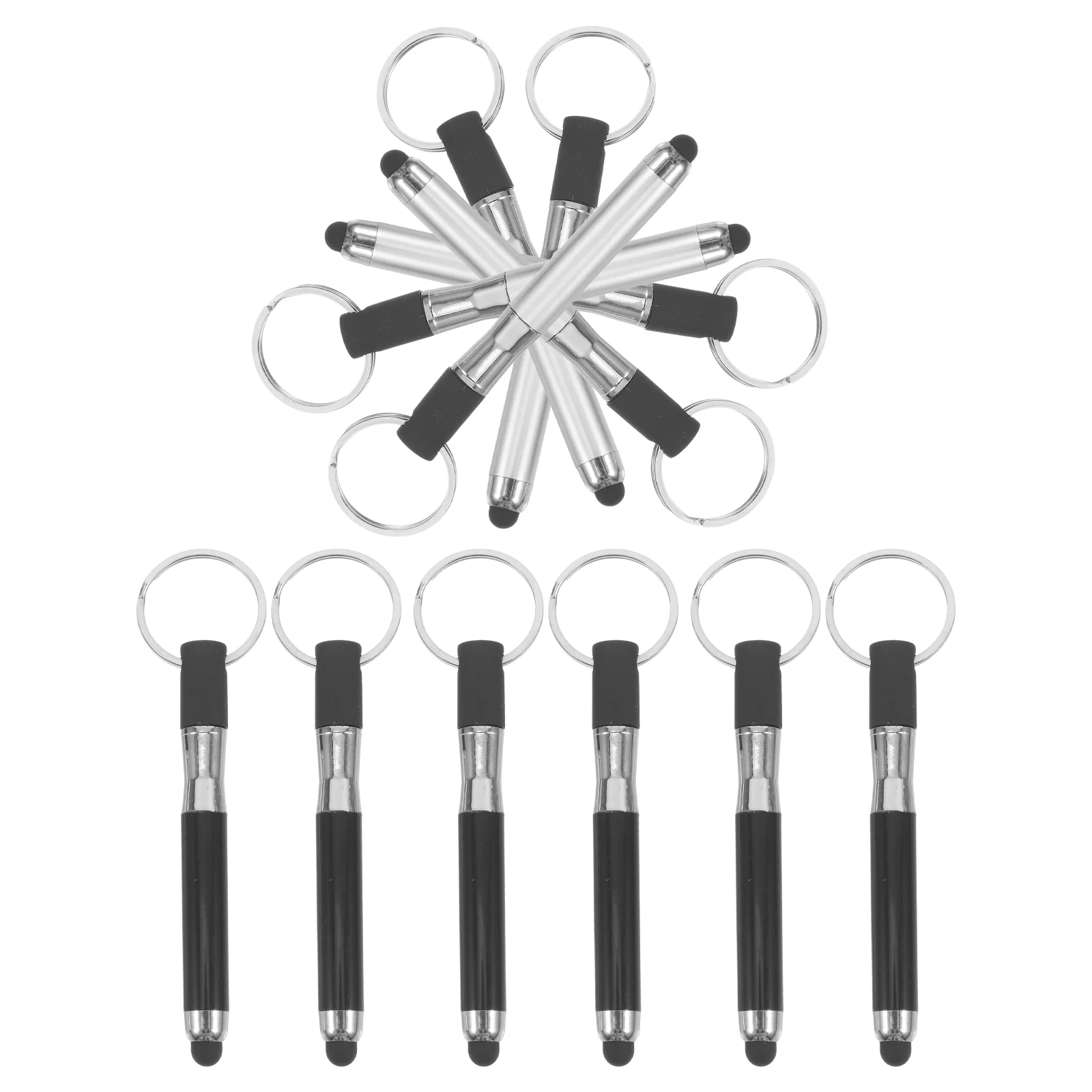 12 Pcs Touchscreen Ballpoint Pen Keychain Capacitive Stylus Lightweight Alloy Mini Keyring Screen Writer Scratch Resistant