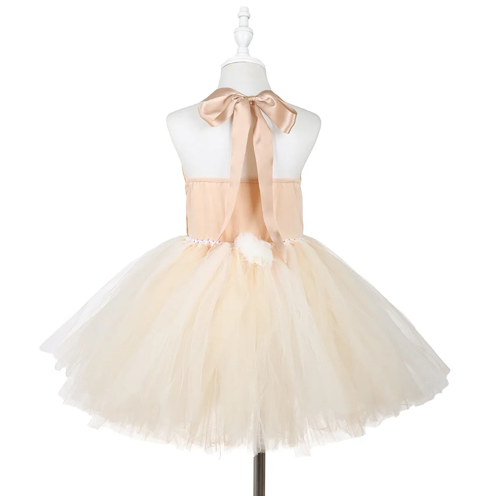 Elk Tutu Dress Cute Deer Fairy Dress Christmas Party Outfit Stage Performance Tutu Skirt Festive Fluffy Mesh Dress With Headwear