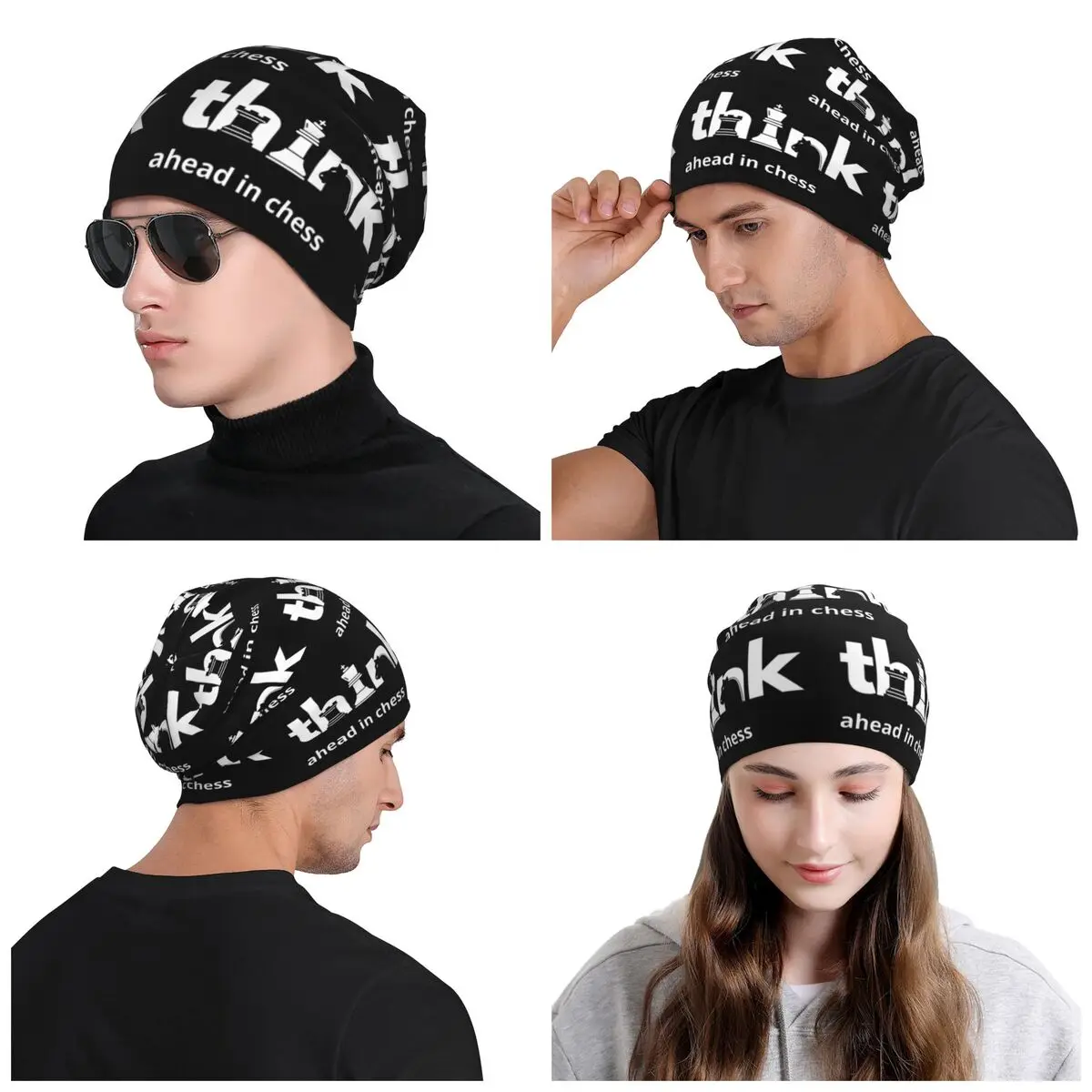 Think Ahead In Chess Skullies Beanies Caps Hip Hop Winter Warm Men Women Knit Hat Unisex Adult Funny Bonnet Hats