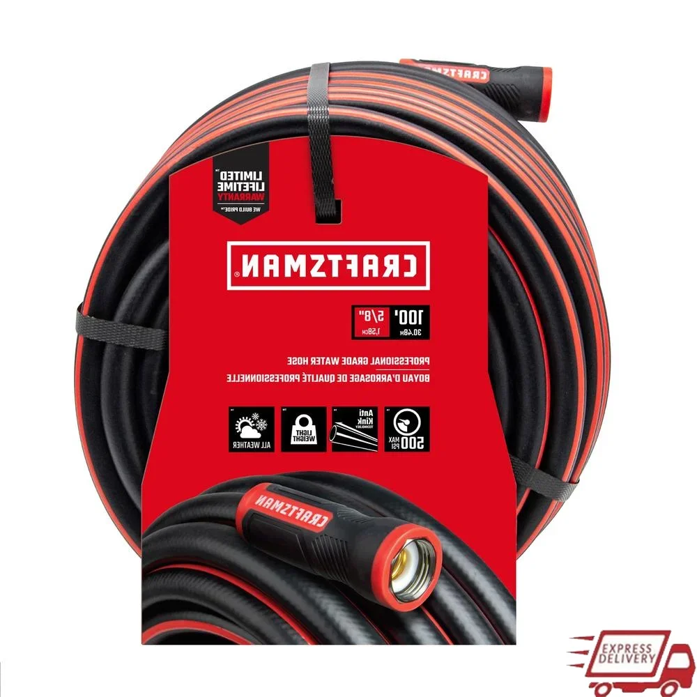 

Профессиональный сверхмощный садовый шланг диаметром 5/8 дюйма x 100 футов Легкие гибкие муфты из анодированного алюминия Безопасные соединения