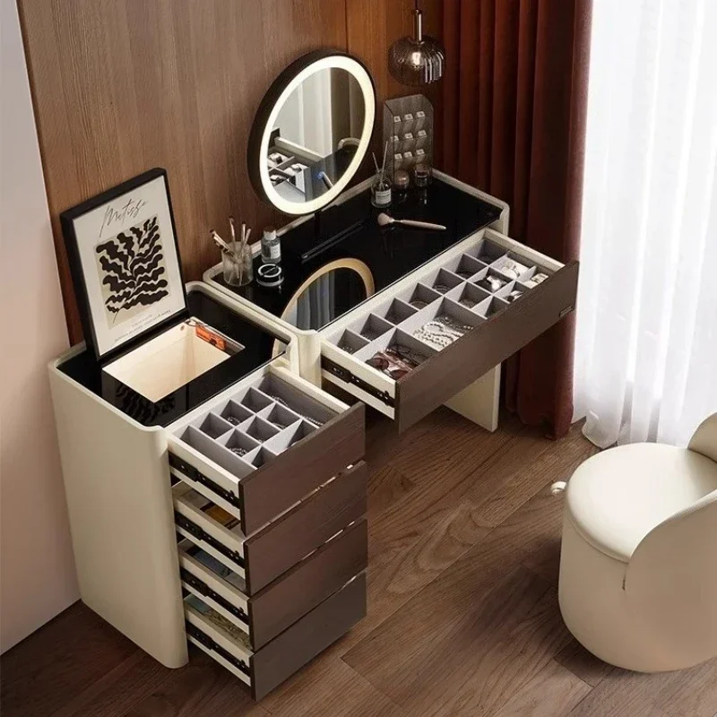 

Комод Туалетный столик с легким зеркалом и сиденьем Минималистичный современный выдвижной туалетный столик Туалетный столик для макияжа Стол для макияжа