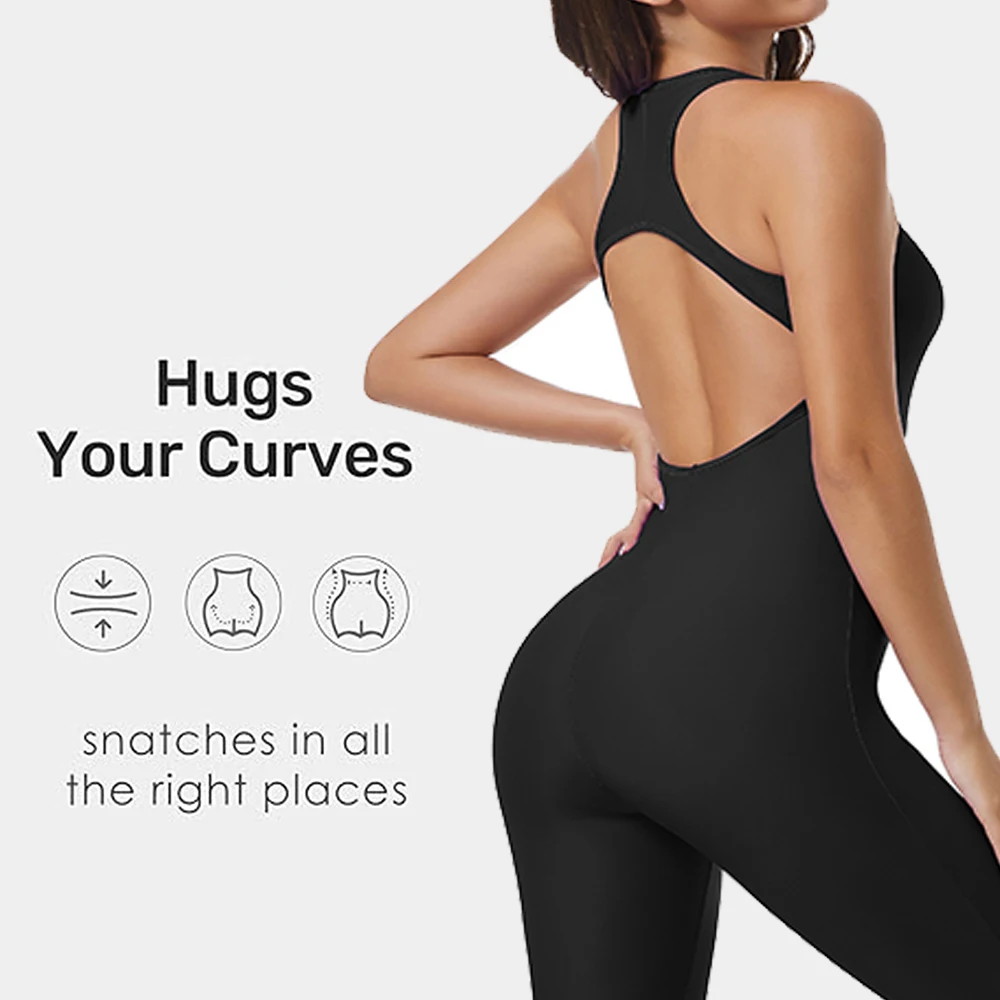Women Rompers Cross-Back Jumpsuits Leotards Bodysuit One Piece Tank Top Outfit Tummy Control Workout Jumpers Dance Body Suits