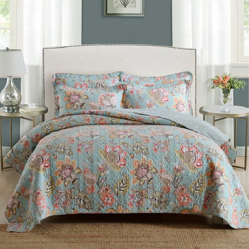 Cotton Bedspread Quilt, Quilted Bed Cover, Pastoral Style Coverlet, Non Slip Sheet, Padded Blanket, Mattress Topper Home Bedding