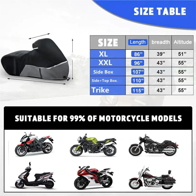 High End Motorcycle Covers Are Dustproof, Rainproof, Waterproof, And Snow Resistant, Suitable For Harley Davidson Road King